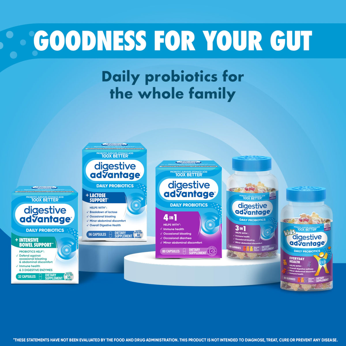 daily Advantage Probiotiques 96 capsules et un verre d'eau