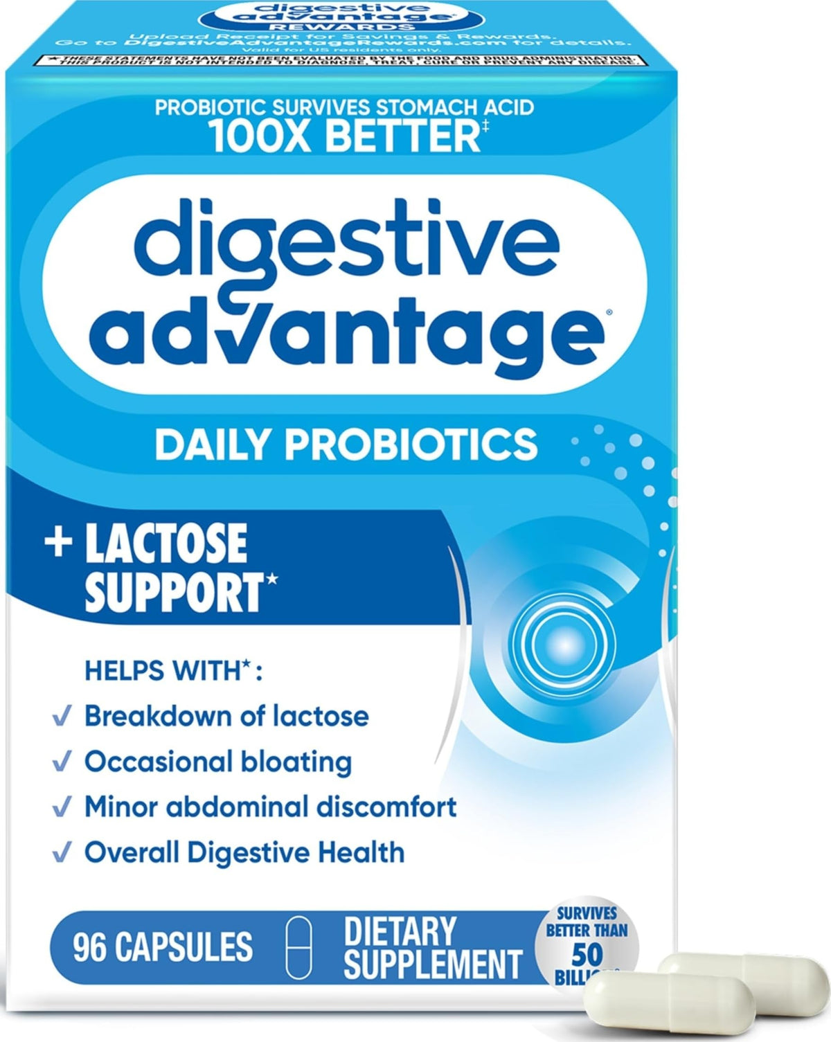 daily Advantage Probiotiques 96 capsules vue de face