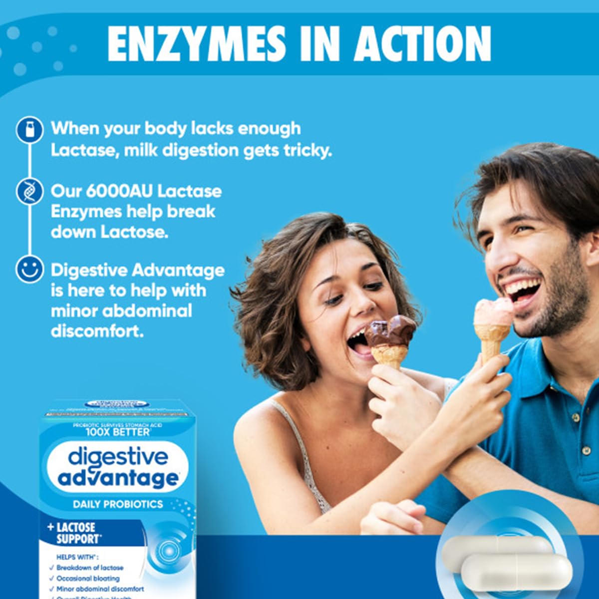 daily Advantage Probiotiques + Enzymes Lactase en utilisation quotidienne