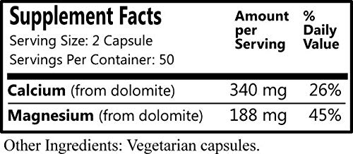 Daily Manufacturing Dolomite 100 Capsules étiquette et composition