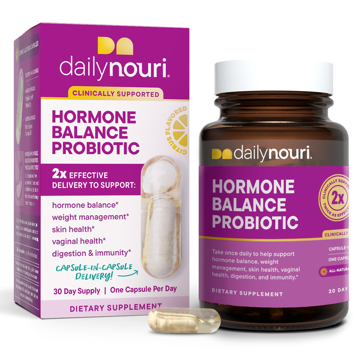 Daily Nouri Probiotiques Équilibre 30 capsules vue de face