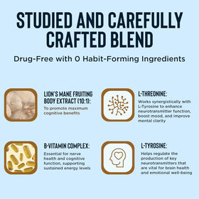daily wellness BrainIQ Nootropic capsules avec ingrédients sur fond blanc