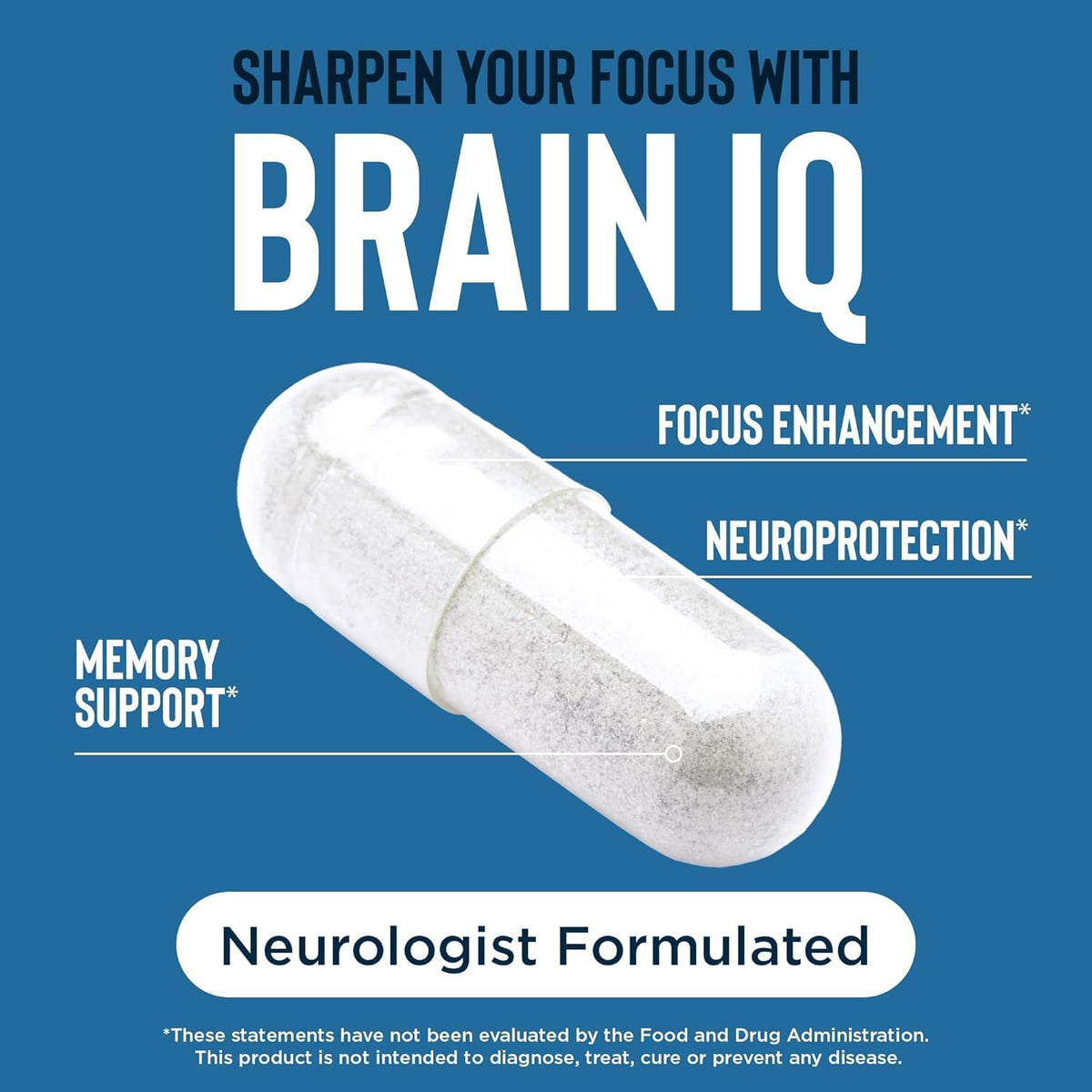 daily wellness BrainIQ Nootropic capsules avec un verre d'eau