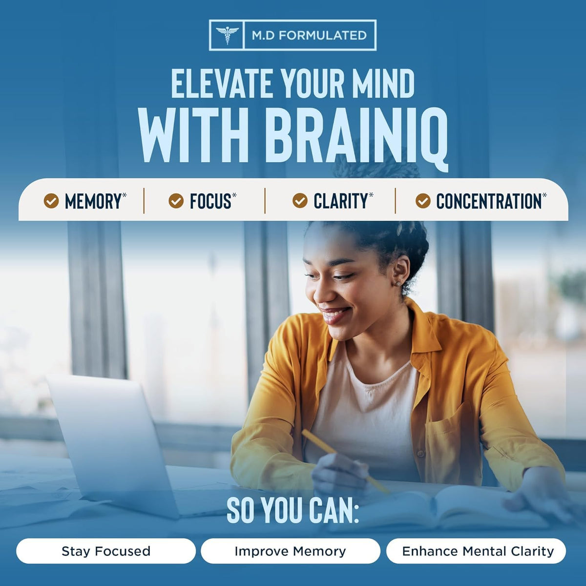 daily wellness BrainIQ Nootropic capsules ouvertes sur une table