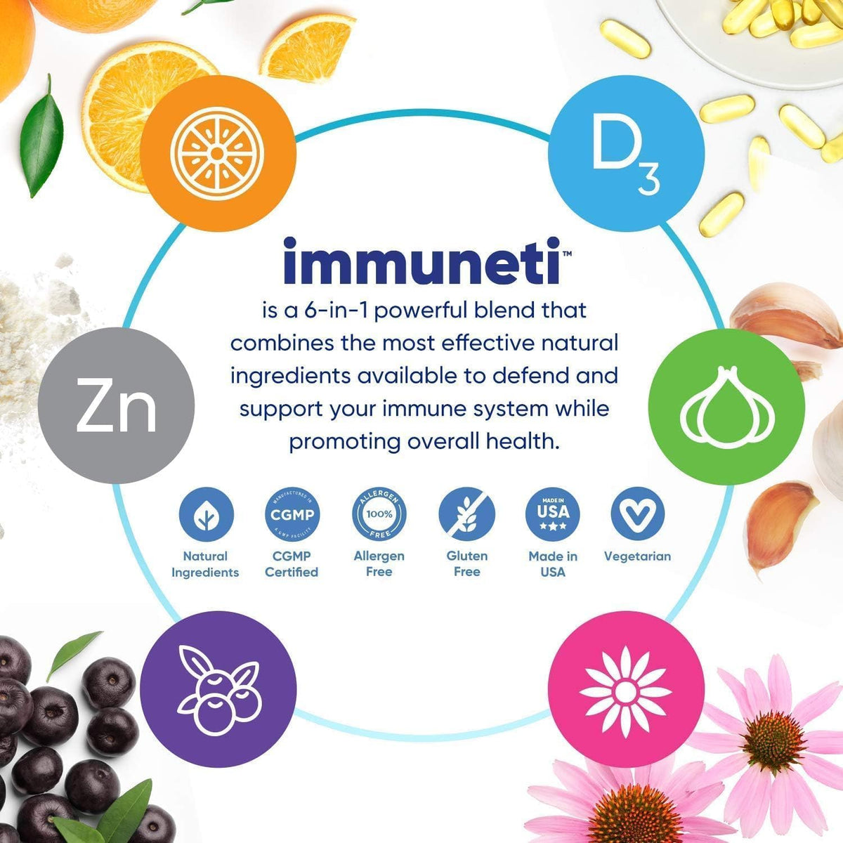 daily wellness Complément Alimentaire 6-en-1 vue arrière avec informations nutritionnelles