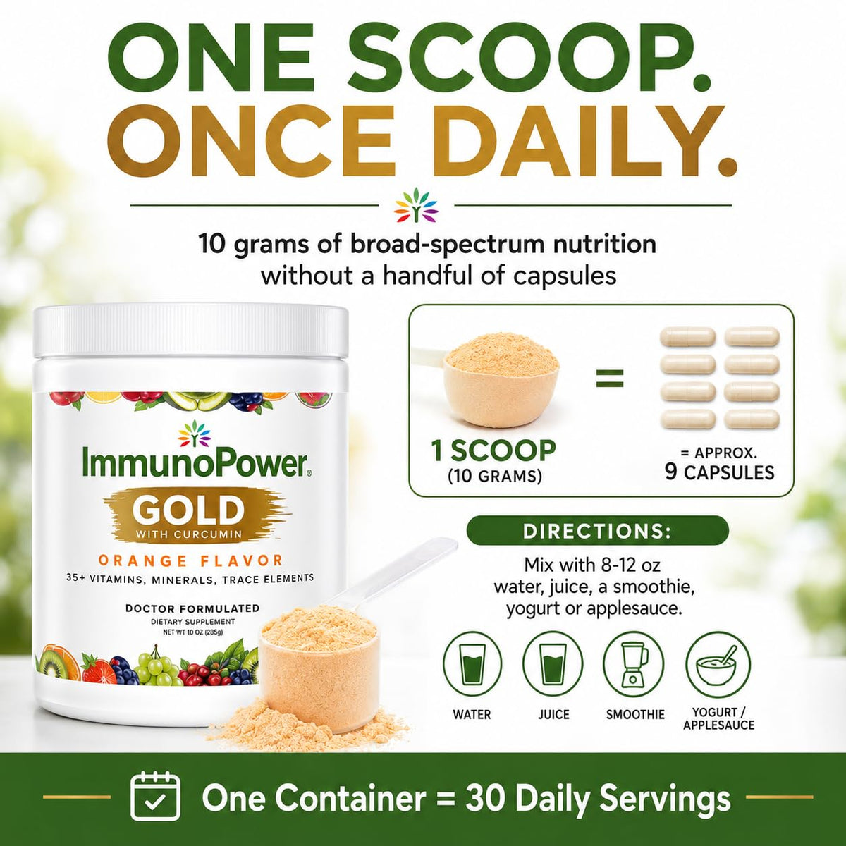 daily wellness Gold poudre orange dans un verre d'eau