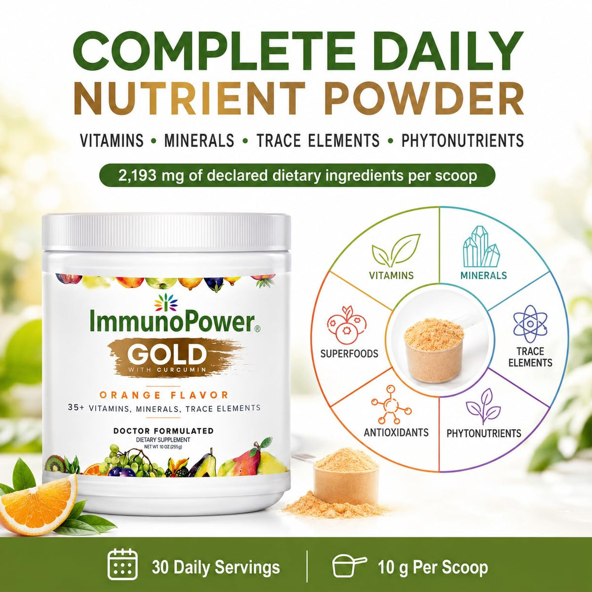 daily wellness Gold supplément avec cuillère doseuse à côté
