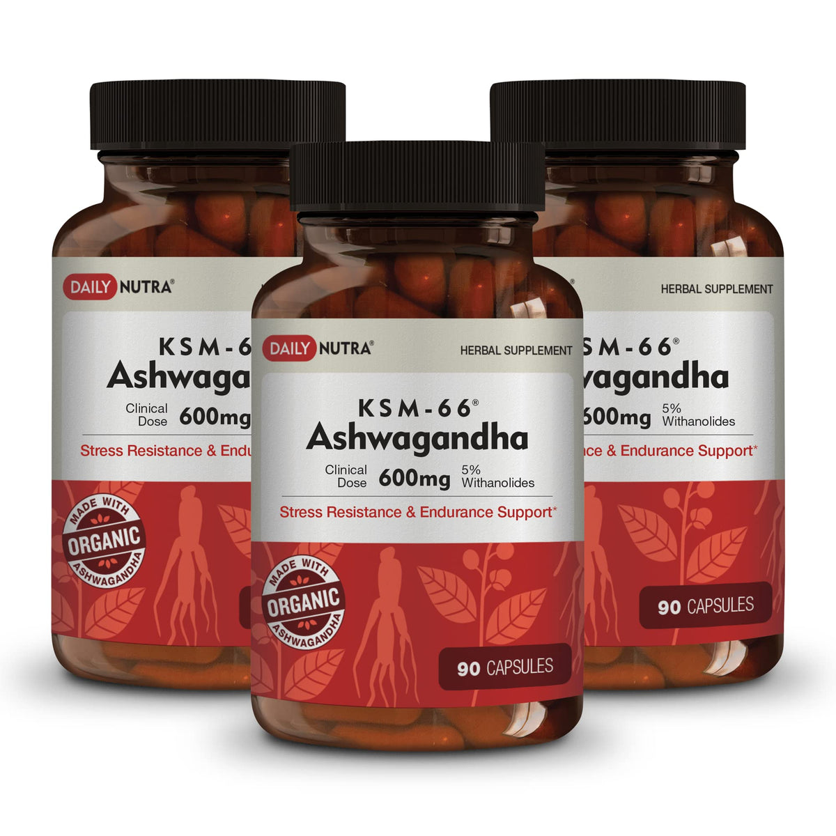 DailyNutra KSM-66 Ashwagandha 600mg 270 capsules front view