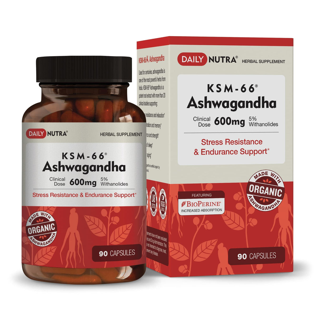 DailyNutra KSM-66 Ashwagandha 600mg boîte avant
