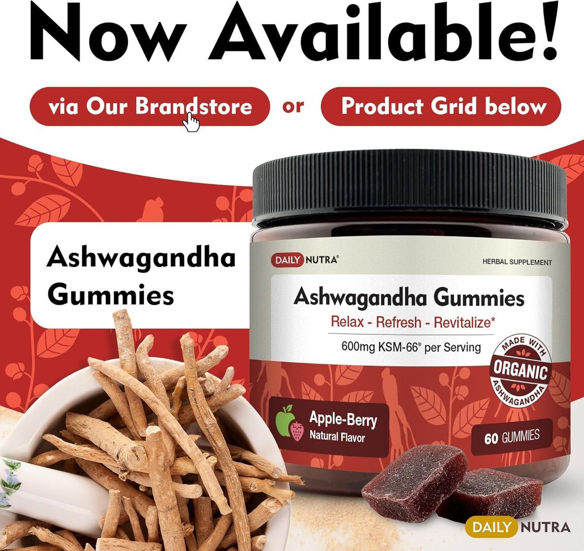 DailyNutra KSM-66 Ashwagandha 600mg capsules in a hand