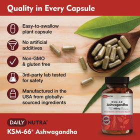 DailyNutra KSM-66 Ashwagandha 600mg ingredients list
