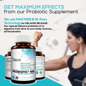 Dainova Nutrition Probiotiques pour Femmes avec un verre d'eau