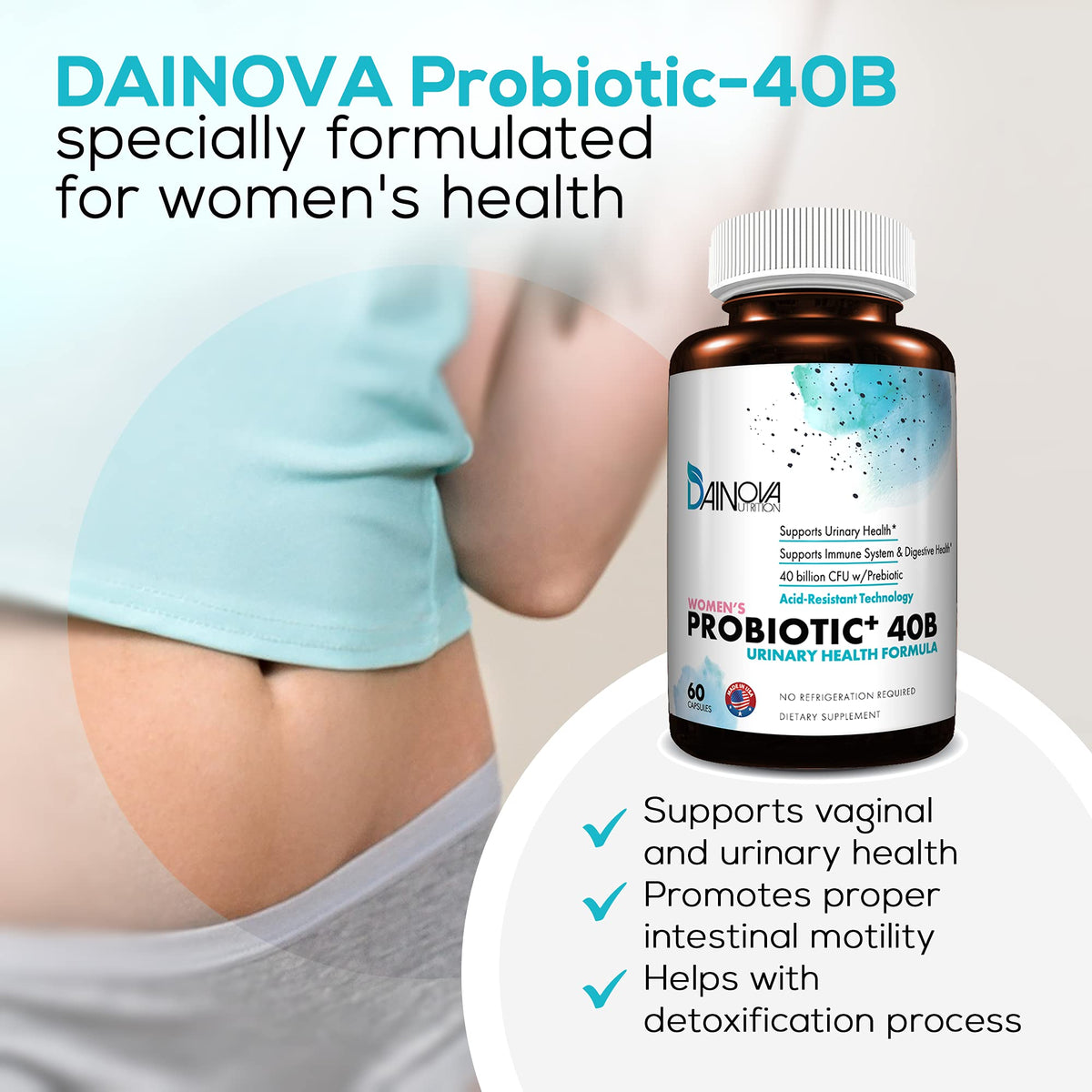 Dainova Nutrition Probiotiques pour Femmes étiquette avec ingrédients
