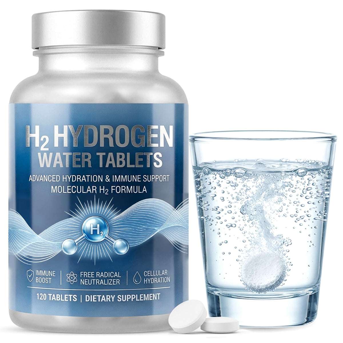 Daioloes comprimés effervescents d'eau hydrogénée 120 tablettes vue avant