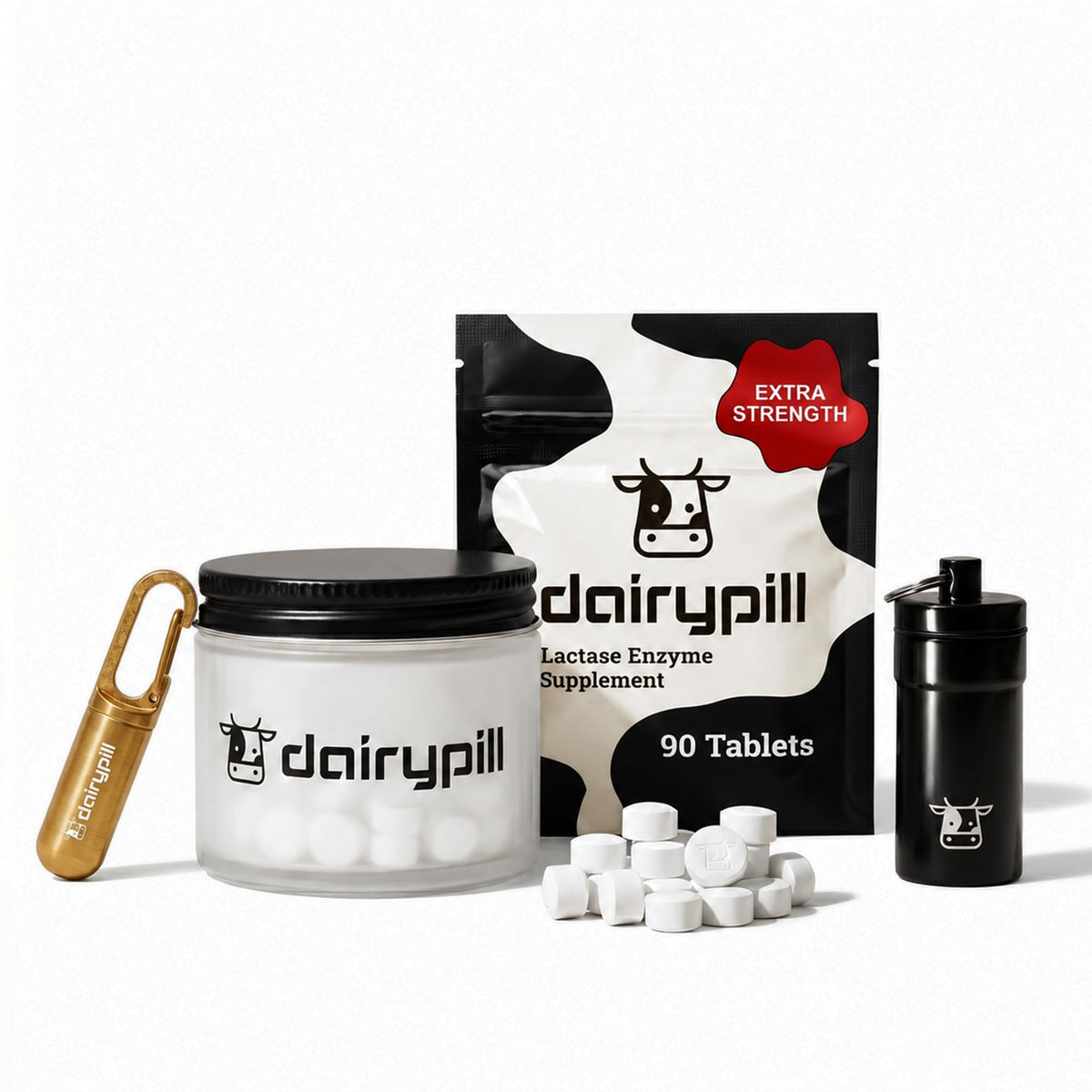 DairyPill Kit Débutant Lactase 90 comprimés avec porte-pills