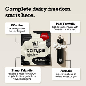 DairyPill Lactase 18000 FCC comprimés en gros plan