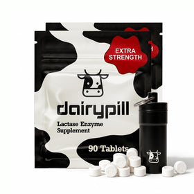 DairyPill Lactase Enzyme 18000 FCC, boîte de 180 comprimés vue de face