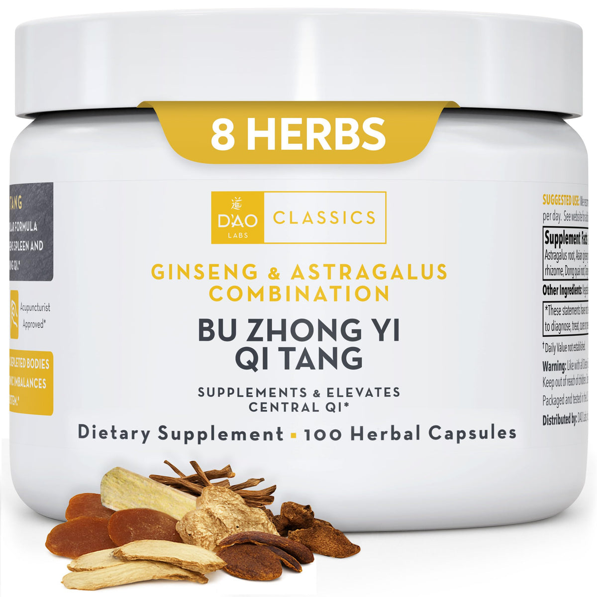 DAO Labs Bu Zhong Yi Qi Tang Ginseng Astragalus 100 Capsules front view