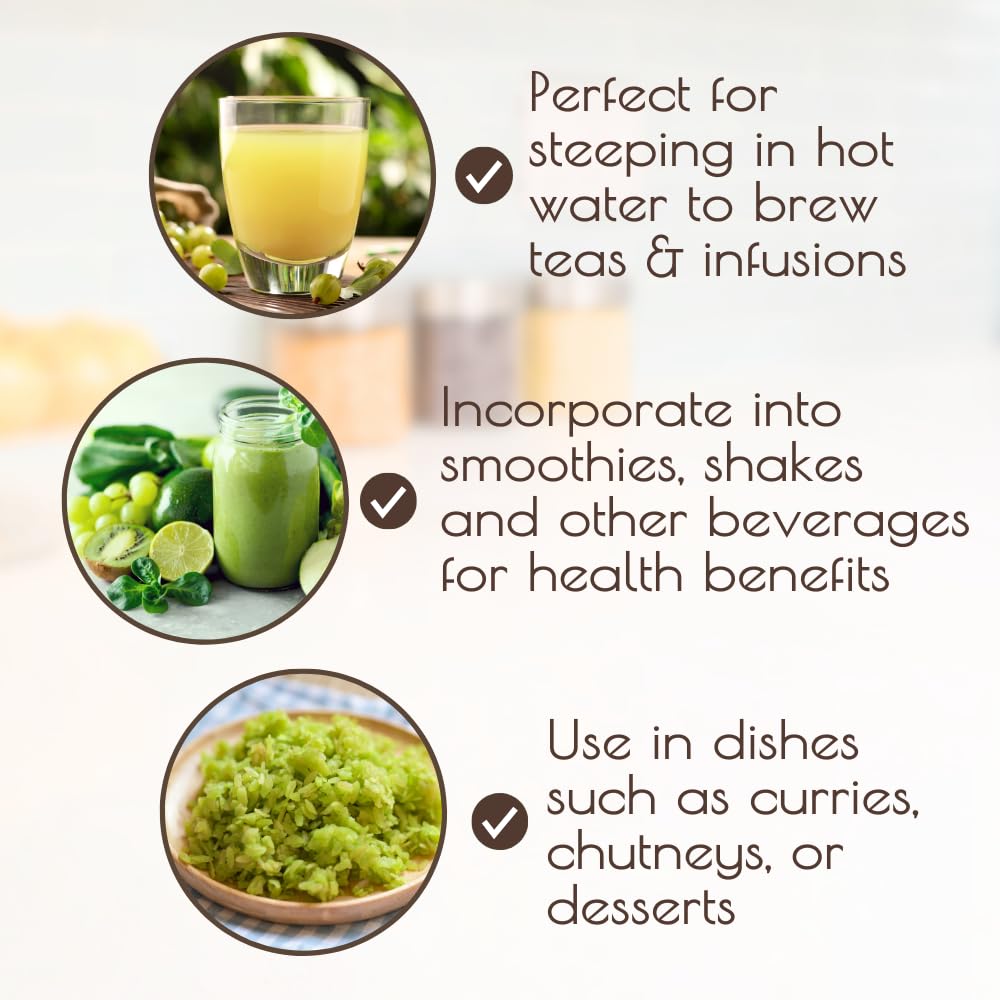 Darsa Organics Amla Séché 118g, infusion d'Amla dans une tasse