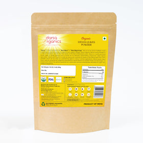 Darsa Organics Poudre de Stevia Pure 472g avec cuillère de dosage