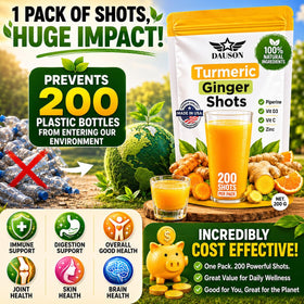 DAUSON Shots de Curcuma et Gingembre, ingrédients sur l'emballage