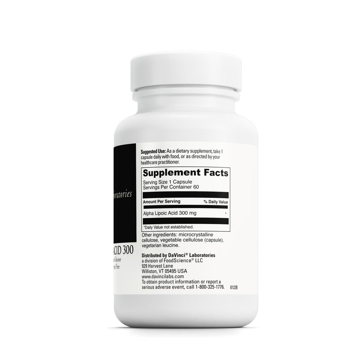 DAVINCI Acide Alpha-Lipoïque 300 mg boîte avec 60 capsules végétales