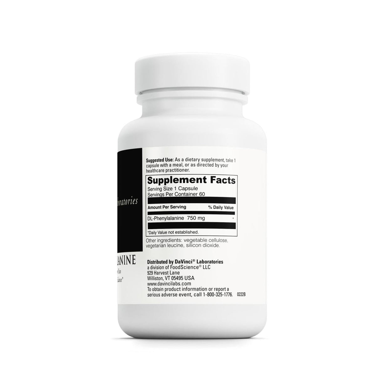 DAVINCI DL-Phenylalanine 750 mg emballage latéral
