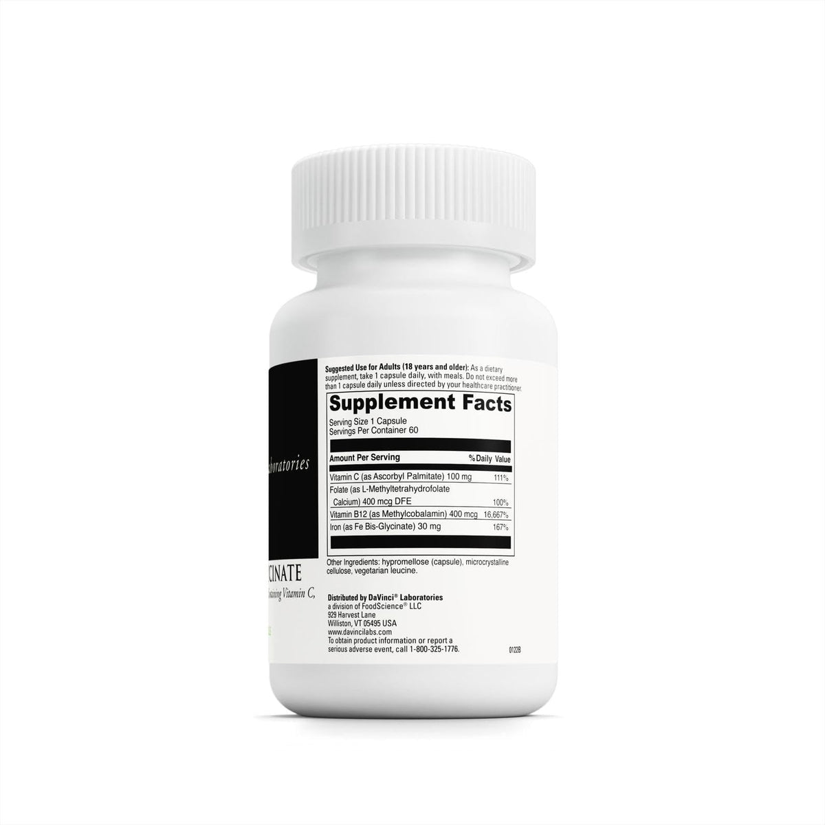 DAVINCI Fer Bis-Glycinate capsules, détail des ingrédients