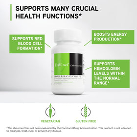 DAVINCI Fer Bis-Glycinate emballage avec informations nutritionnelles