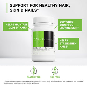 DAVINCI Hair, Skin & Nails 60 capsules ouverte avec capsules à l'intérieur