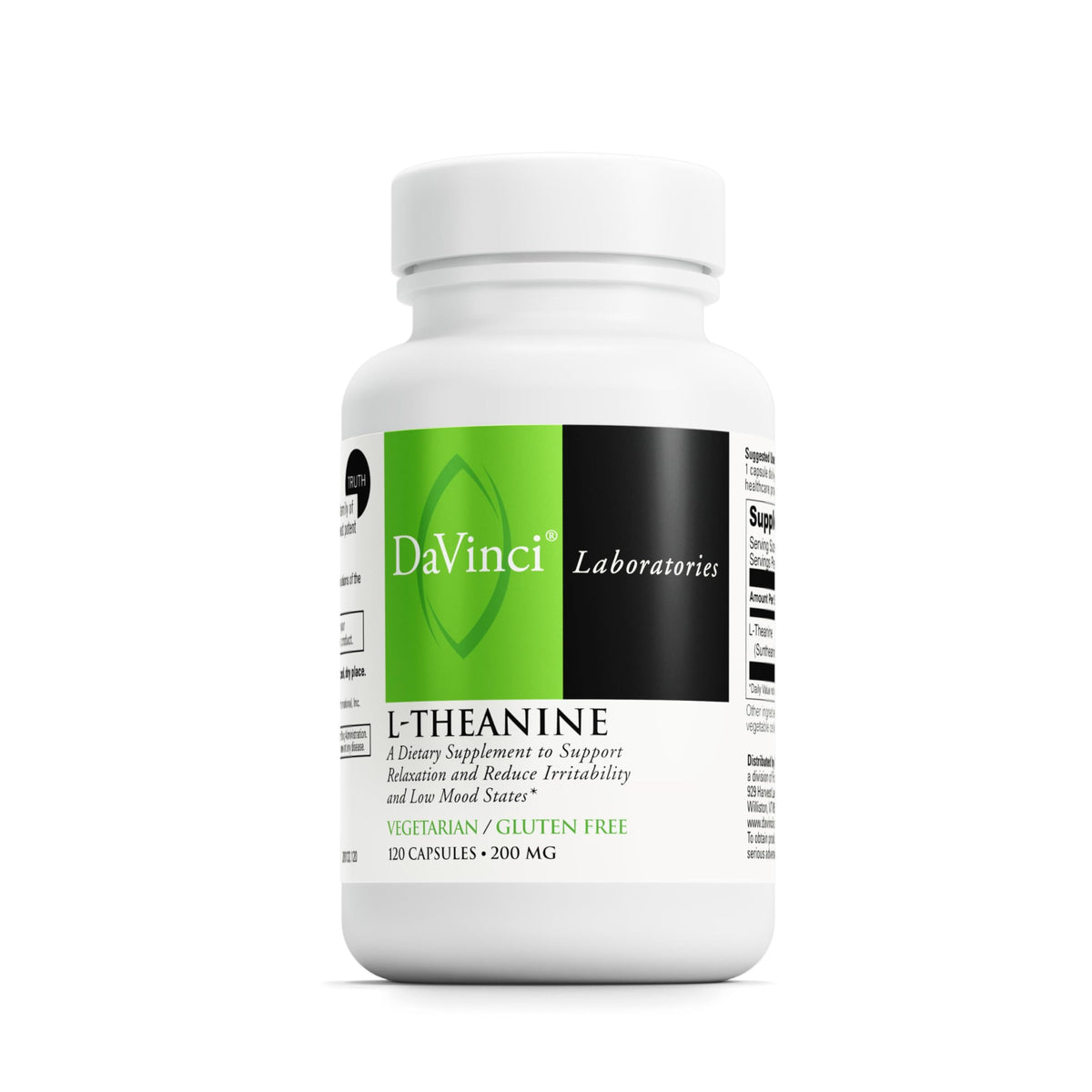 DAVINCI L-Theanine 200 mg 120 capsules végétariennes vue avant