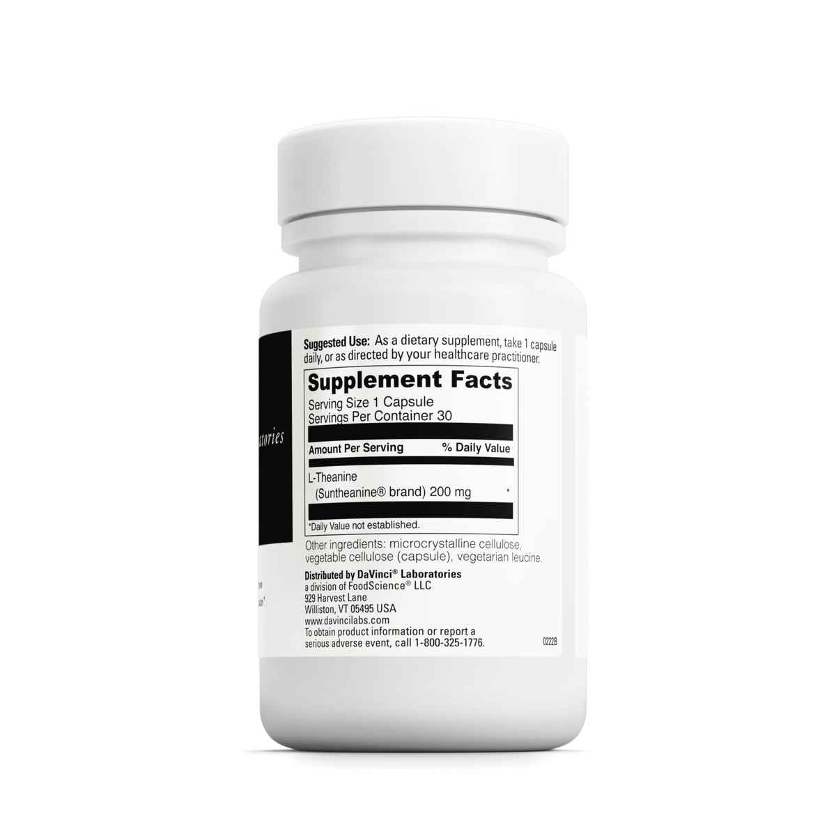 DAVINCI L-Theanine 200 mg, étiquette du produit