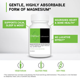 DAVINCI Magnésium Glycinate capsules sur fond blanc