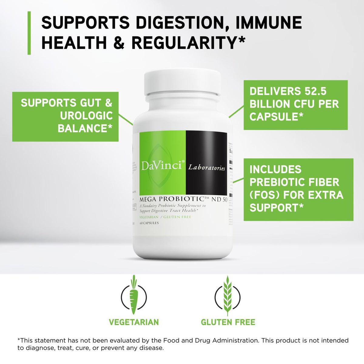 DAVINCI Mega Probiotic ND 50 capsule ouverte montrant la taille
