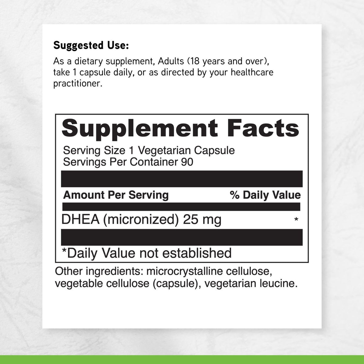 DAVINCI Micronized DHEA 25 mg boîte ouverte montrant les capsules