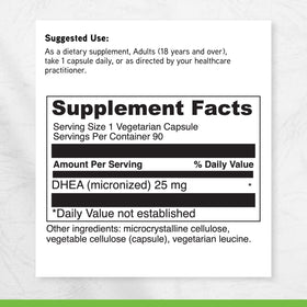 DAVINCI Micronized DHEA 25 mg boîte ouverte montrant les capsules