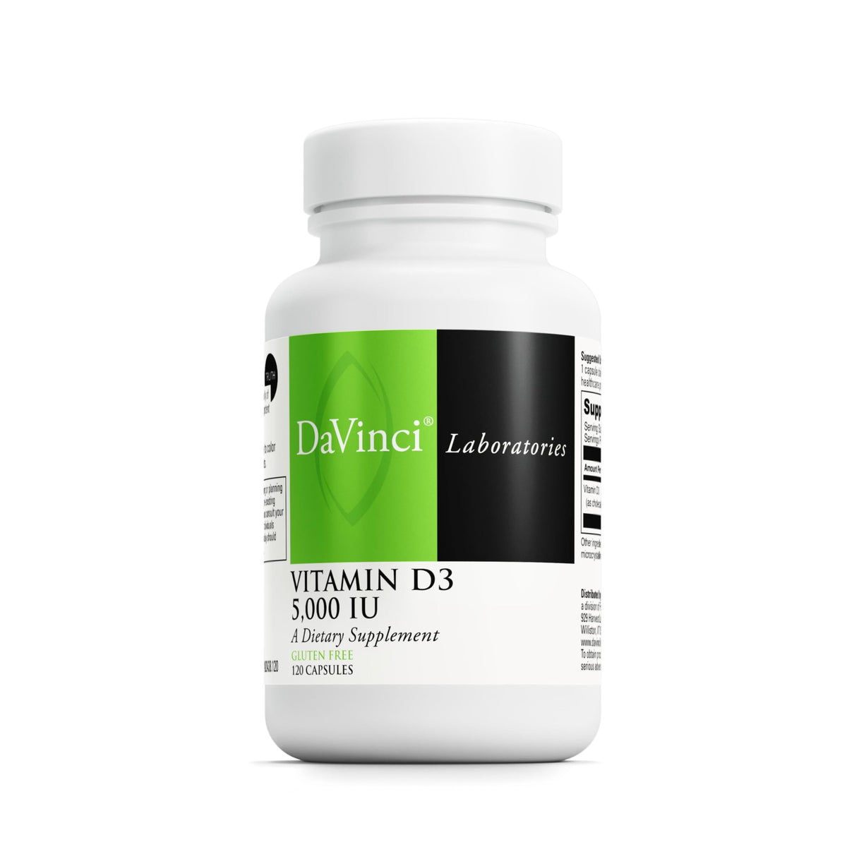 DAVINCI Vitamine D3 5000 UI 120 capsules vue de face