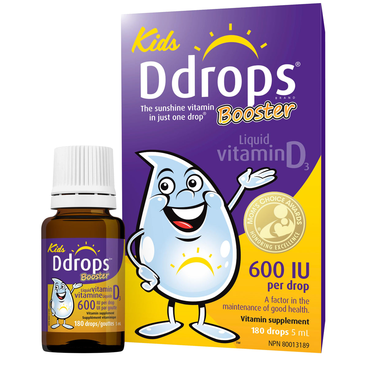 Ddrops support flacon de vitamine D liquide 600 IU 5 ml vue de face