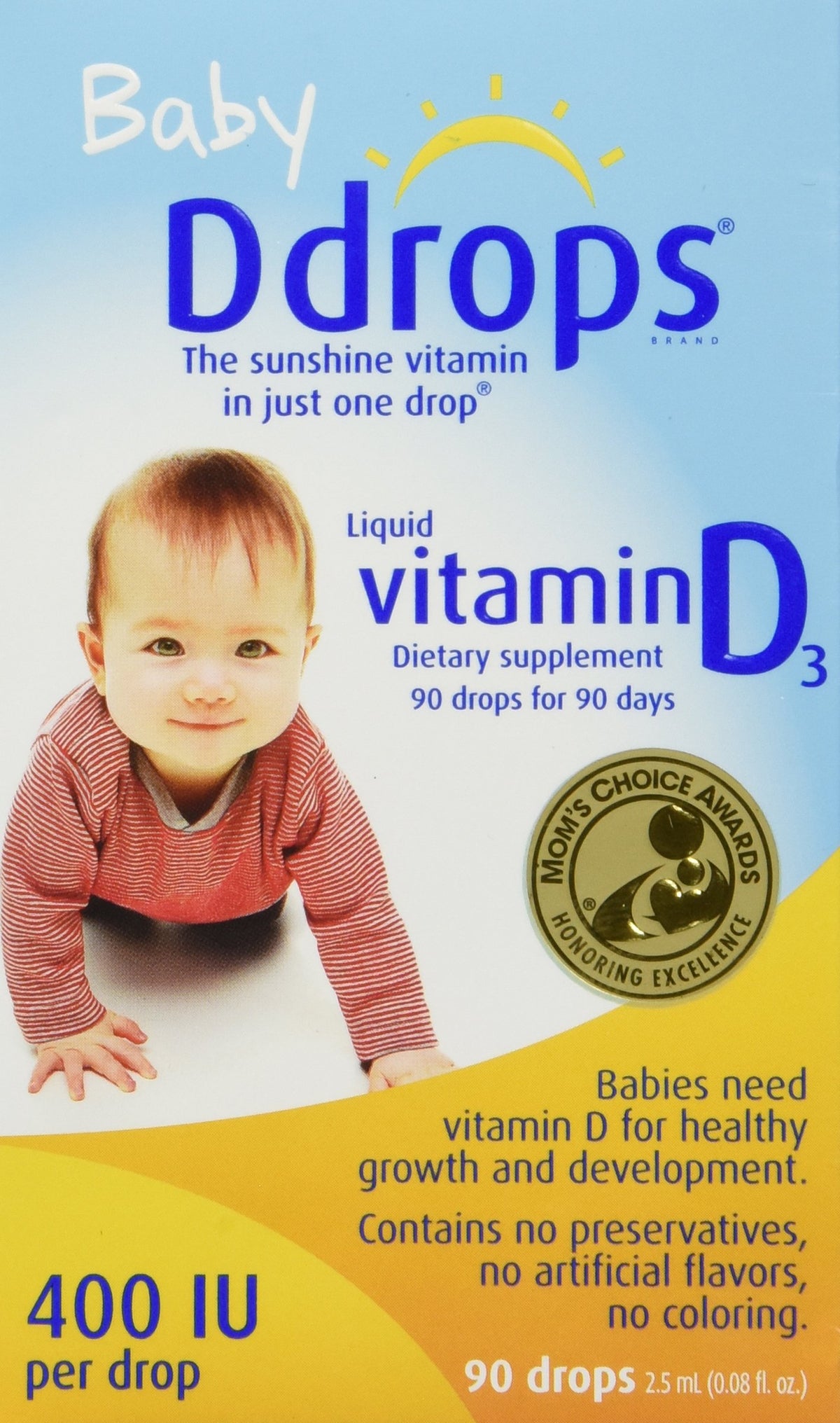 Ddrops Vitamine D 400 IU gouttes sur une surface propre