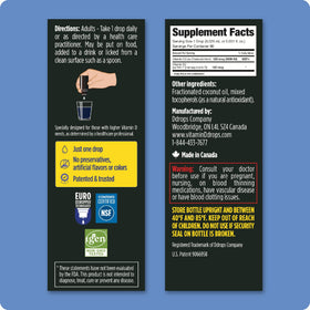 Ddrops Vitamine D3 + K2 5000 IU flacon avec étiquette