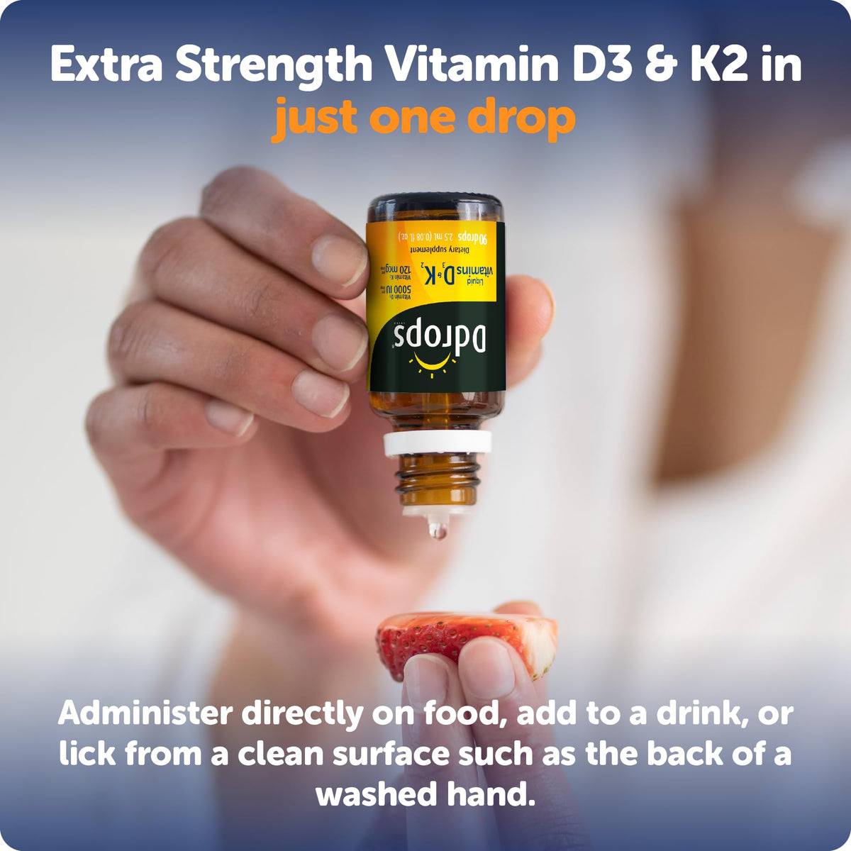 Ddrops Vitamine D3 + K2 5000 IU flacon ouvert
