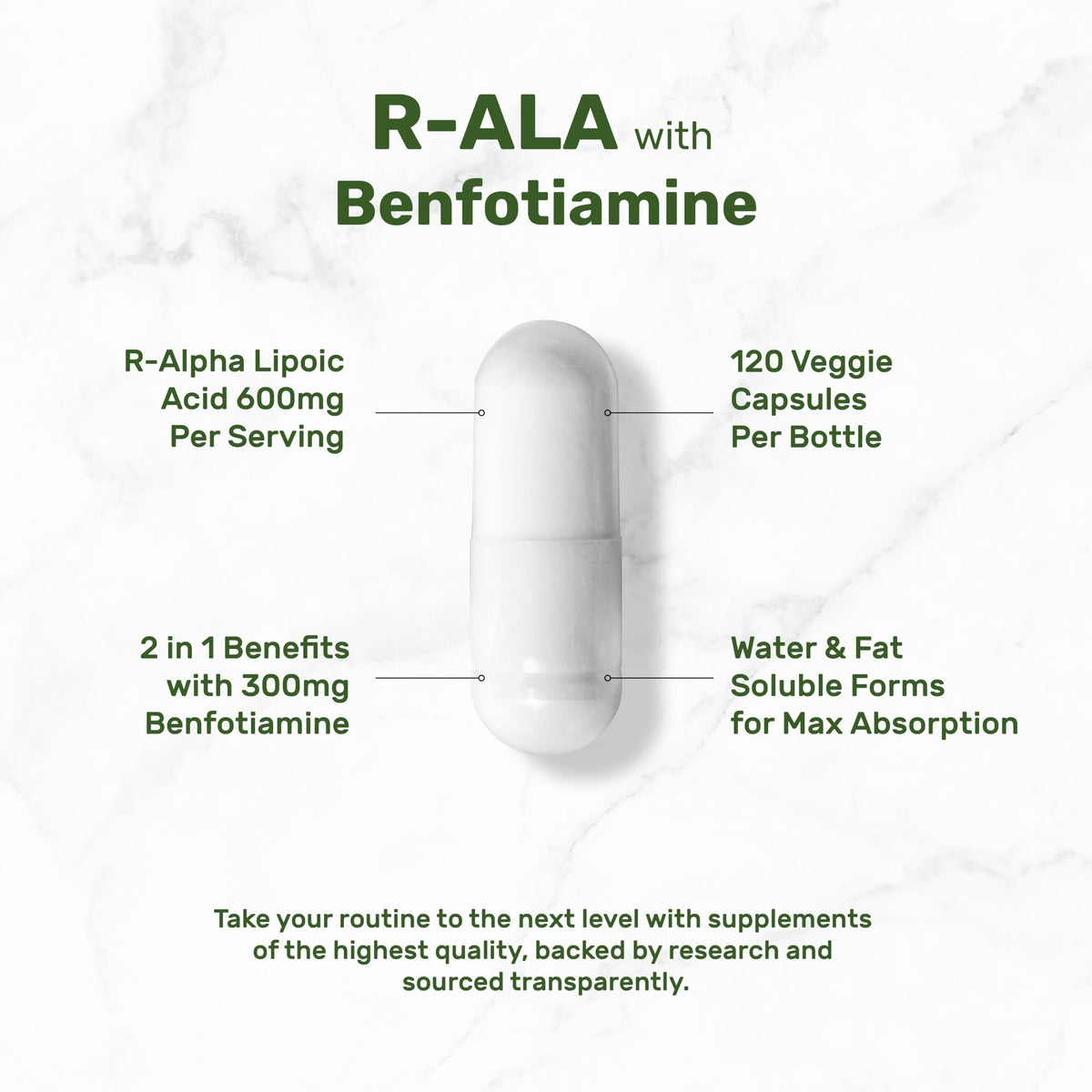 DEAL SUPPLEMENT Acide Alpha-Lipoïque 600mg capsules avec étiquette visible