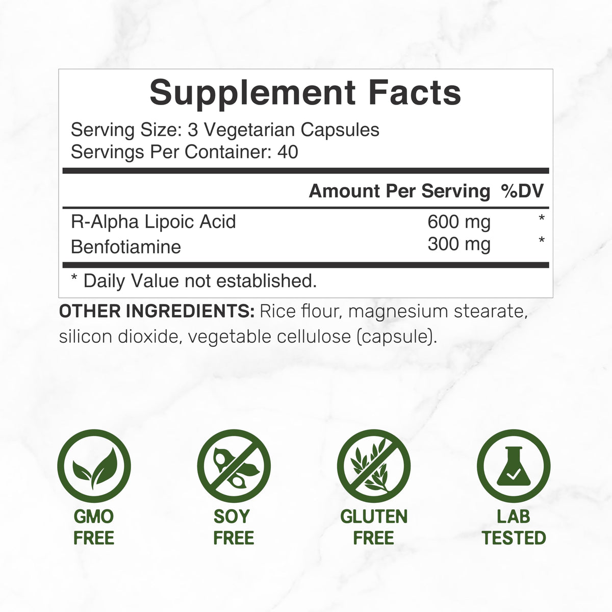DEAL SUPPLEMENT Acide Alpha-Lipoïque 600mg capsules végétales sur fond blanc