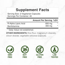 DEAL SUPPLEMENT Acide Alpha-Lipoïque 600mg capsules végétales sur fond blanc