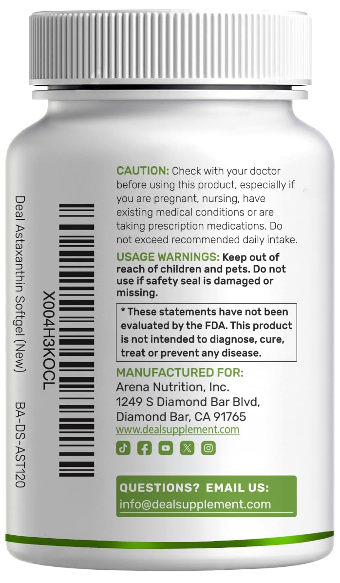 DEAL SUPPLEMENT Astaxanthin 24mg avec un fond naturel