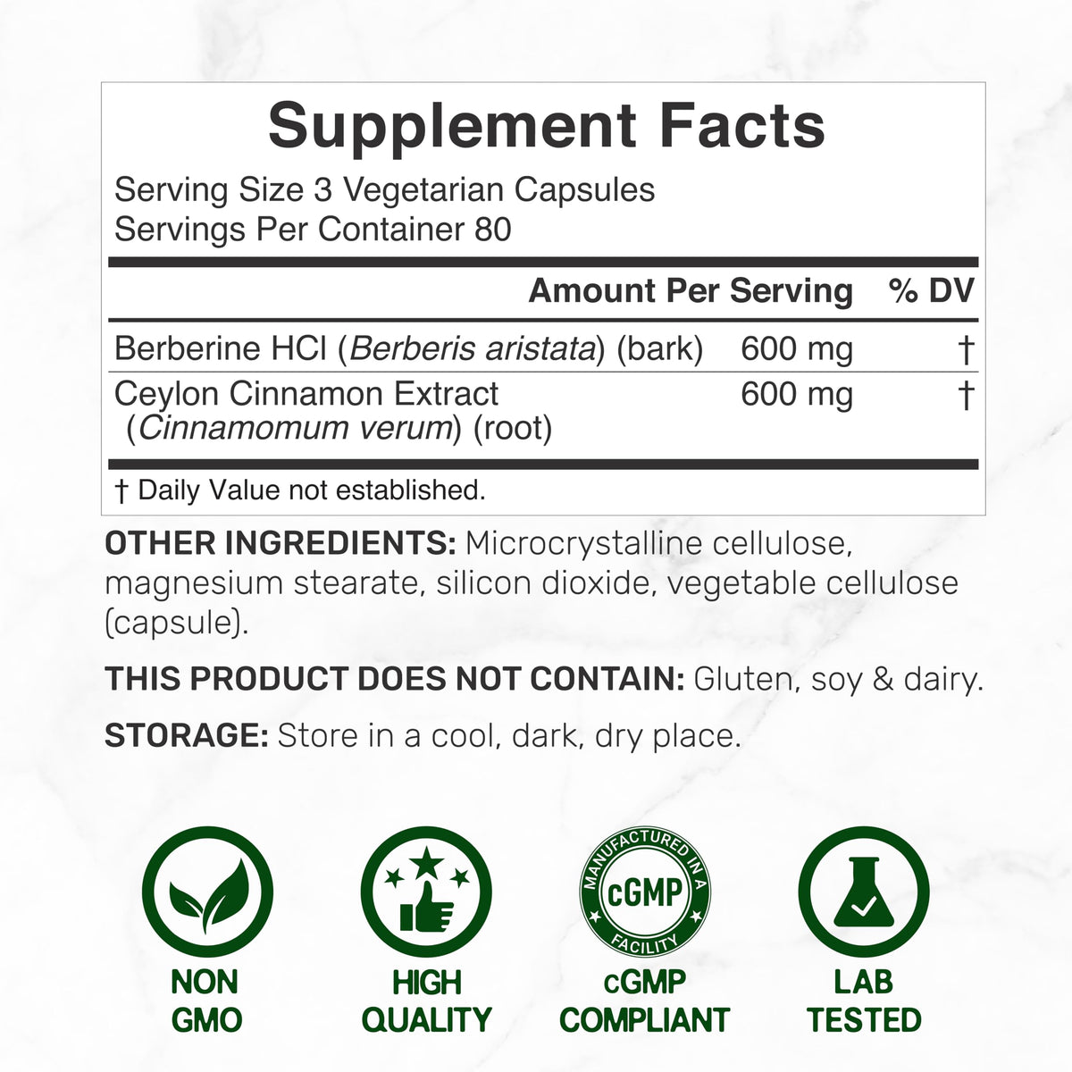 DEAL SUPPLEMENT Berberine 1 200 mg étiquette de flacon