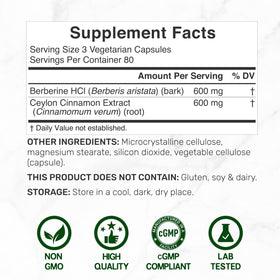 DEAL SUPPLEMENT Berberine 1 200 mg étiquette de flacon