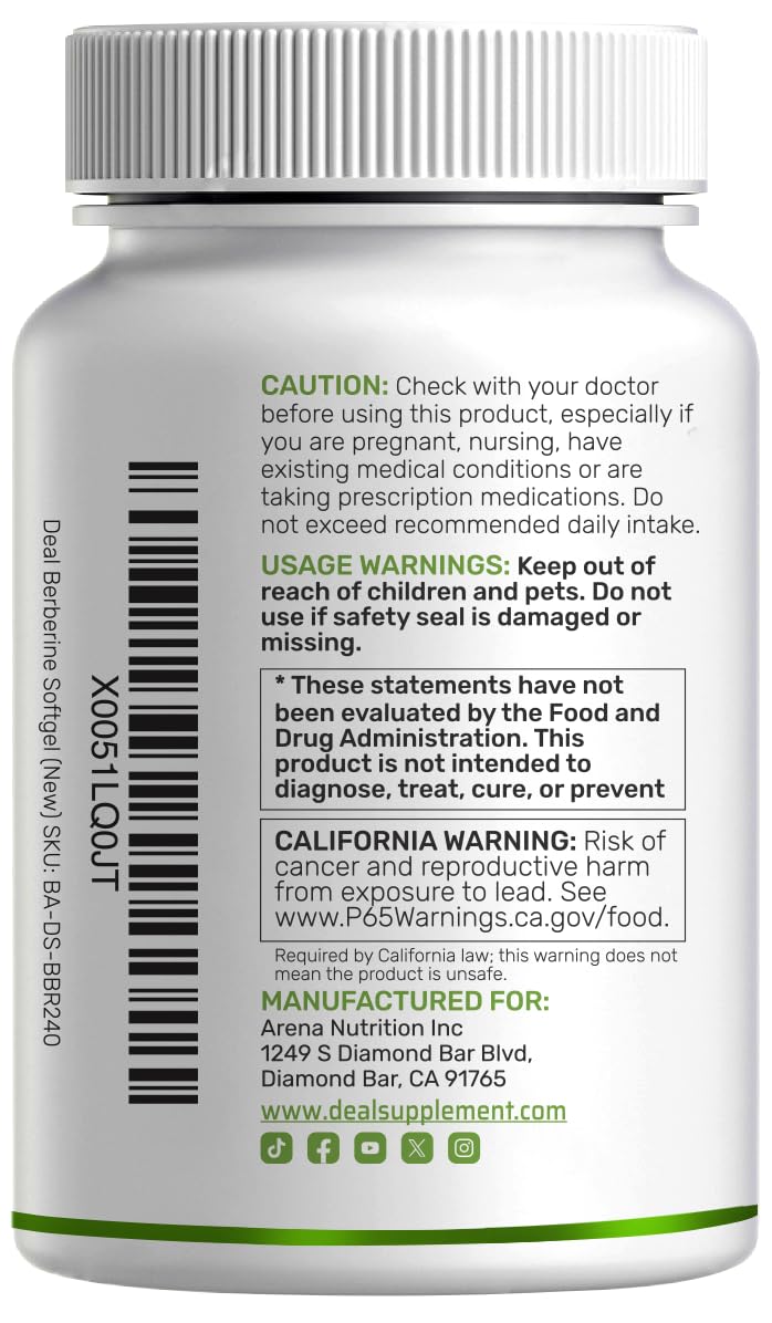 DEAL SUPPLEMENT Berberine capsules sur table