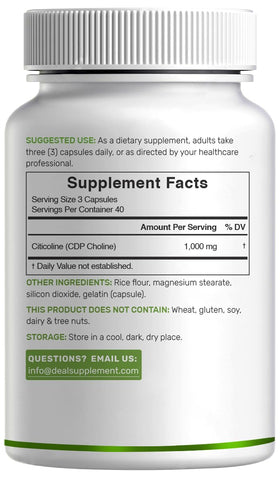 DEAL SUPPLEMENT Citicoline CDP Choline 1000mg 120 capsules en environnement stimulant