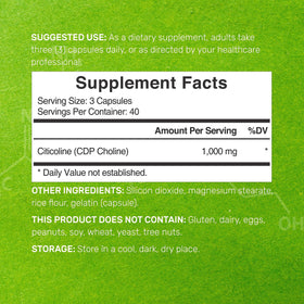 DEAL SUPPLEMENT Citicoline CDP Choline 1000mg 120 capsules étiquette